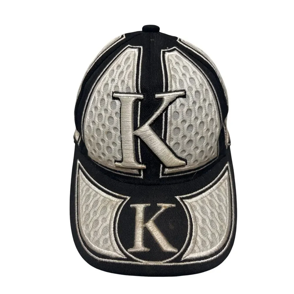 K Kansas City Hunter Adjustable Baseball Cap Hat Rare Mesh Design White&Black